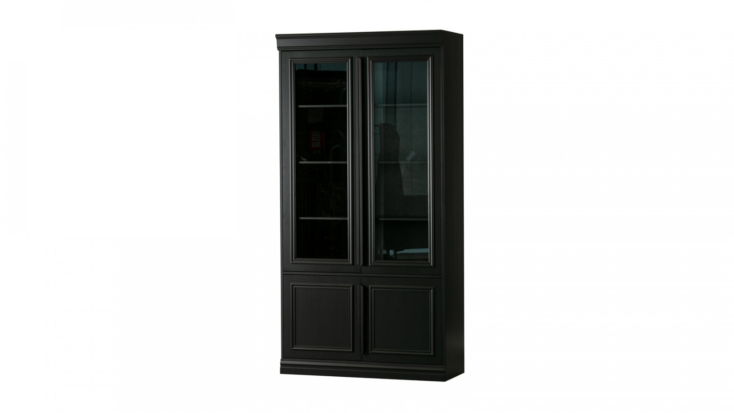 Vitrine 4 portes en pin laqué noir - Collection Organize - BePureHome