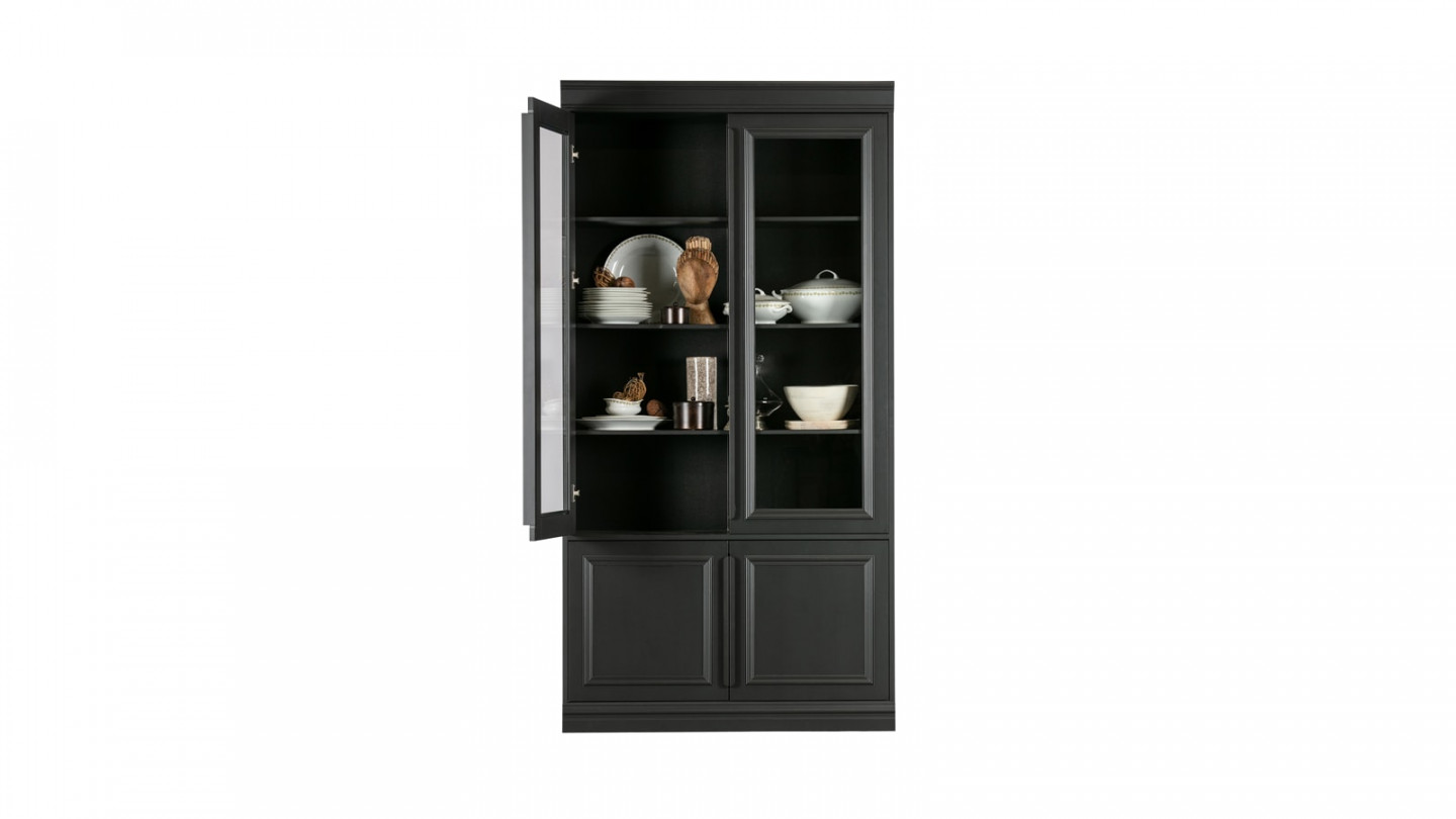 Vitrine 4 portes en pin laqué noir - Collection Organize - BePureHome