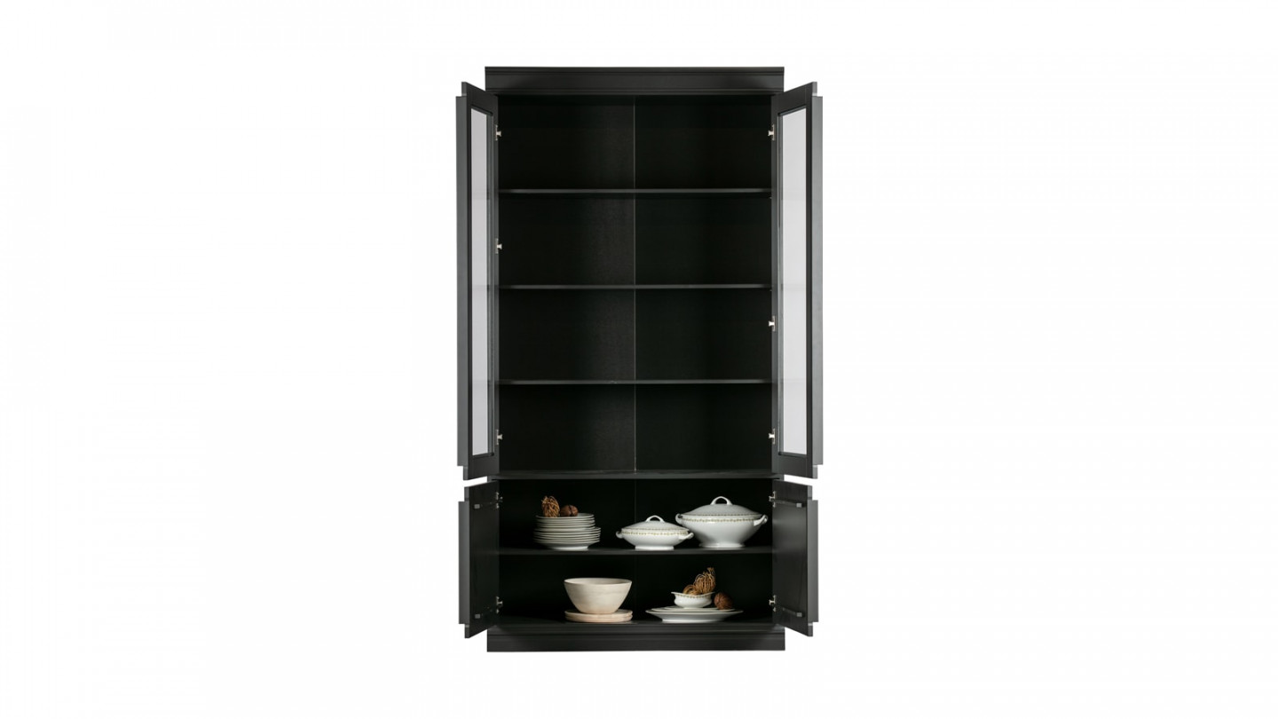 Vitrine 4 portes en pin laqué noir - Collection Organize - BePureHome