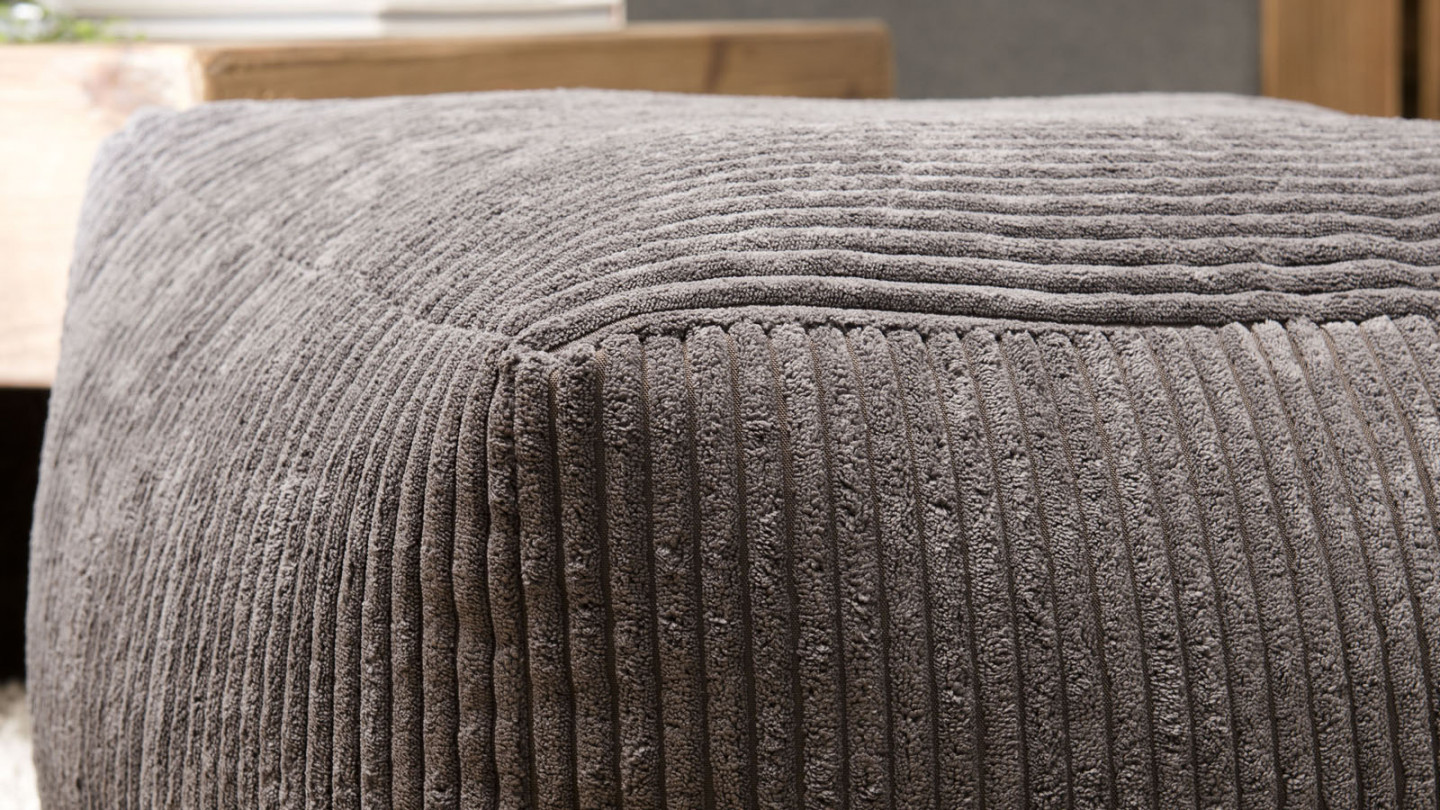 Pouf carré en velours côtelé gris anthracite - Collection Agathe