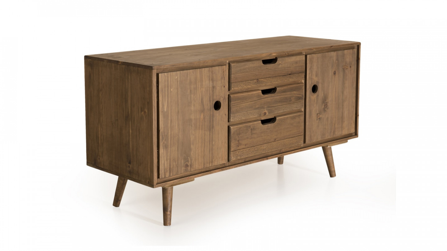 Buffet scandinave 2 portes 3 tiroirs en pin - Collection Andy