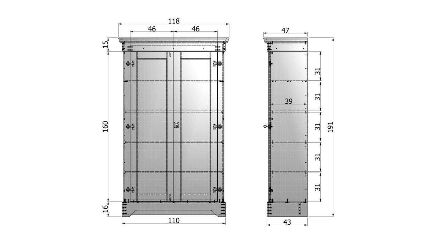 Armoire 2 portes en pin gris béton - Collection Isabel - Woood