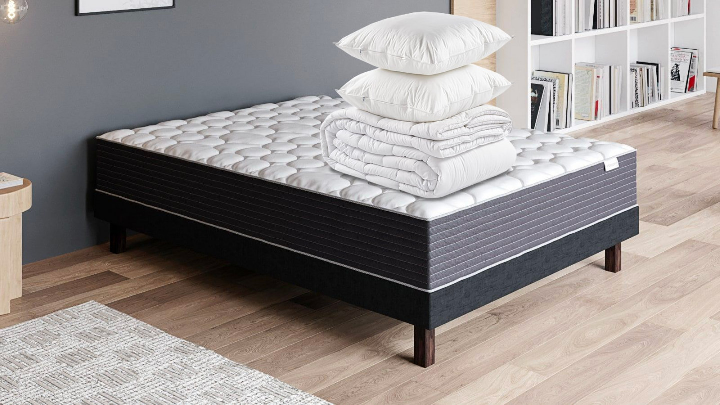 Matelas mémoire de forme 140x190 Memo HR Hbedding + couette chaude 240x200cm + 2 oreillers 60x60cm