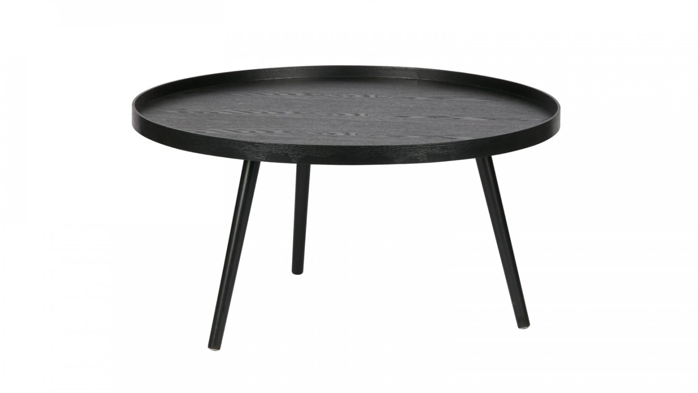 Table basse ronde en bois noir, 34x60x60cm - Collection Mesa