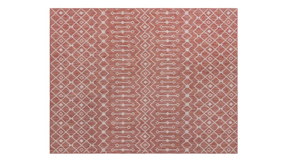 Tapis d'extérieur scandinave rouge 200x200cm carré - Collection Ethan