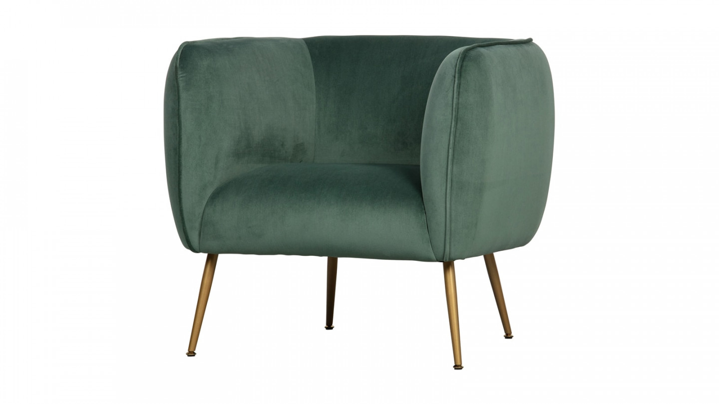 Fauteuil en velours vert piètement doré - Collection Scout - Woood