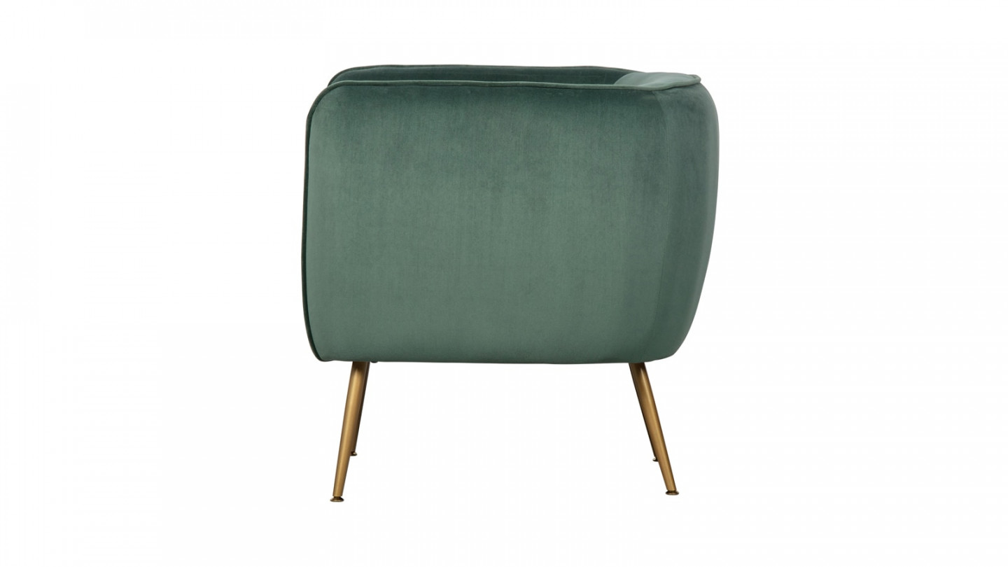 Fauteuil en velours vert piètement doré - Collection Scout - Woood