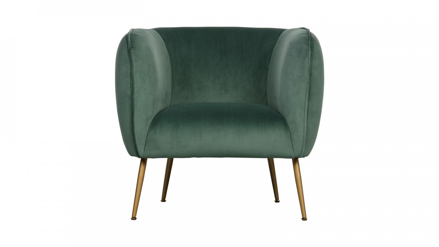 Fauteuil en velours vert piètement doré - Collection Scout - Woood