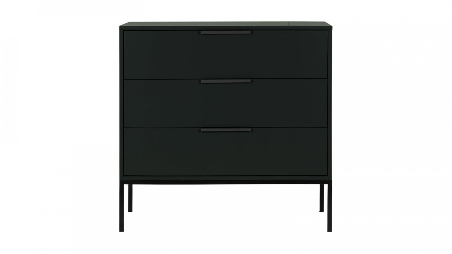 Commode 3 tiroirs en pin noir piètement en métal - Collection Adam - Woood