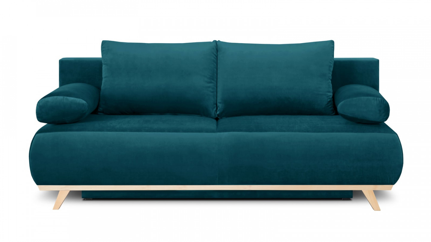 Canapé d'angle convertible HAMILTON 4 places - Tissu velours bleu - L