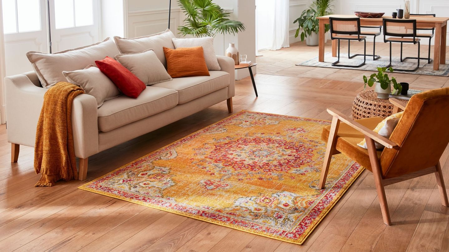 Tapis vintage Jaune 200x290cm - Collection Rhys