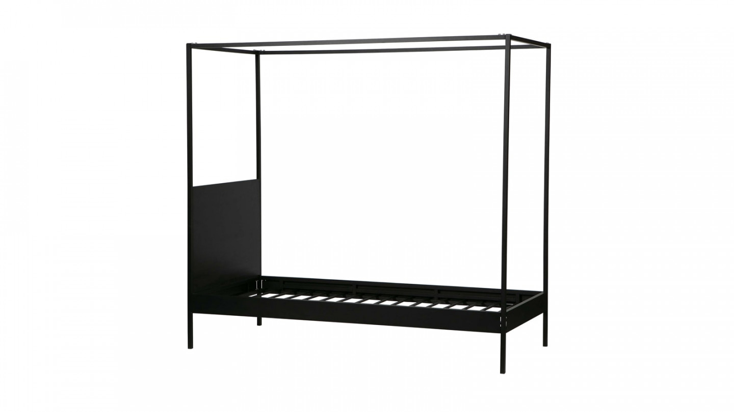 Lit baldaquin enfant 90x200cm en métal noir - Dani - Woood