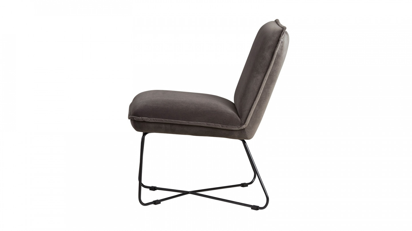 Fauteuil en velours gris anthracite - Hall