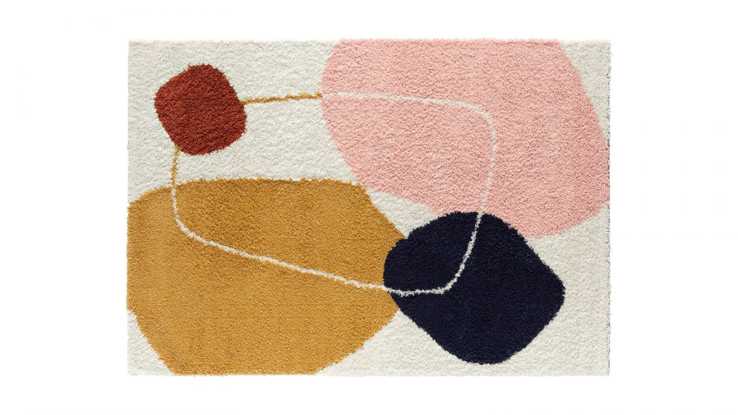 Tapis shaggy AQUARELLE 128 multi 80x140cm - Hauteur fil 30 mm - Denstité 1800 gr/m2 - 100% polypropylène