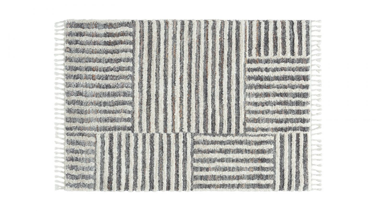 Tapis HONORE 412 gris - 160x230cm - 100% polyester - hauteur fil 20mm - 2500gr/m2 - tissé à la machine