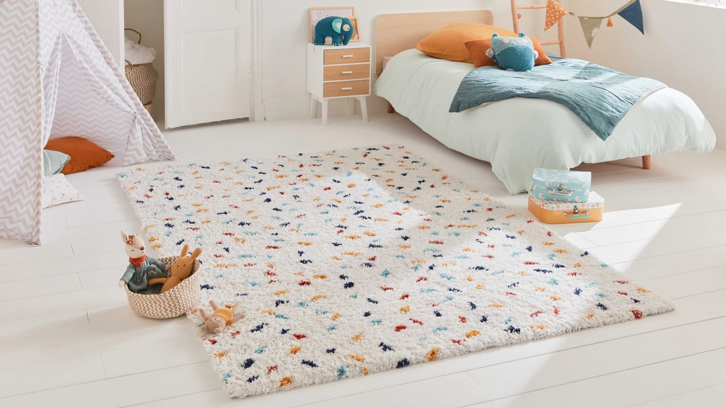 Tapis shaggy TIPI 260 multi 80x140cm - Hauteur fil 30 mm - Denstité 1800 gr/m2 - 100% polypropylène