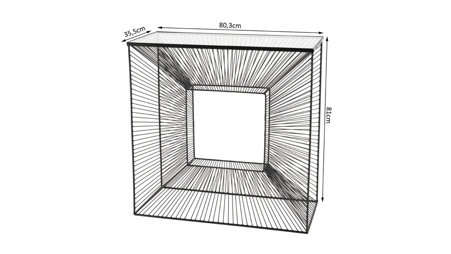 Console métal plateau verre