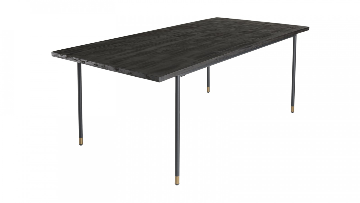 Table à manger noire 200x100cm pin vieilli