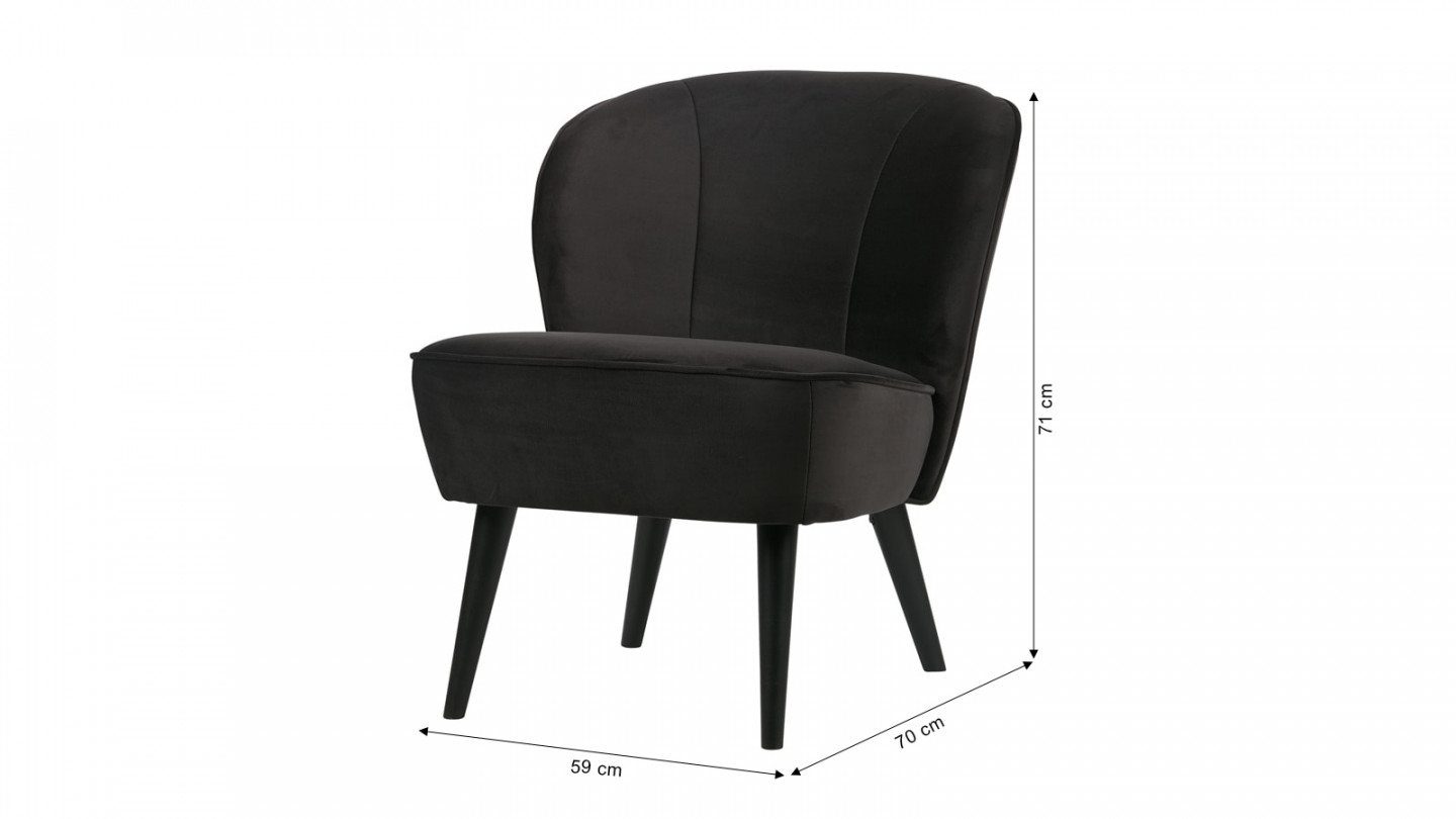 Fauteuil en velours anthracite - Collection Sara - Woood