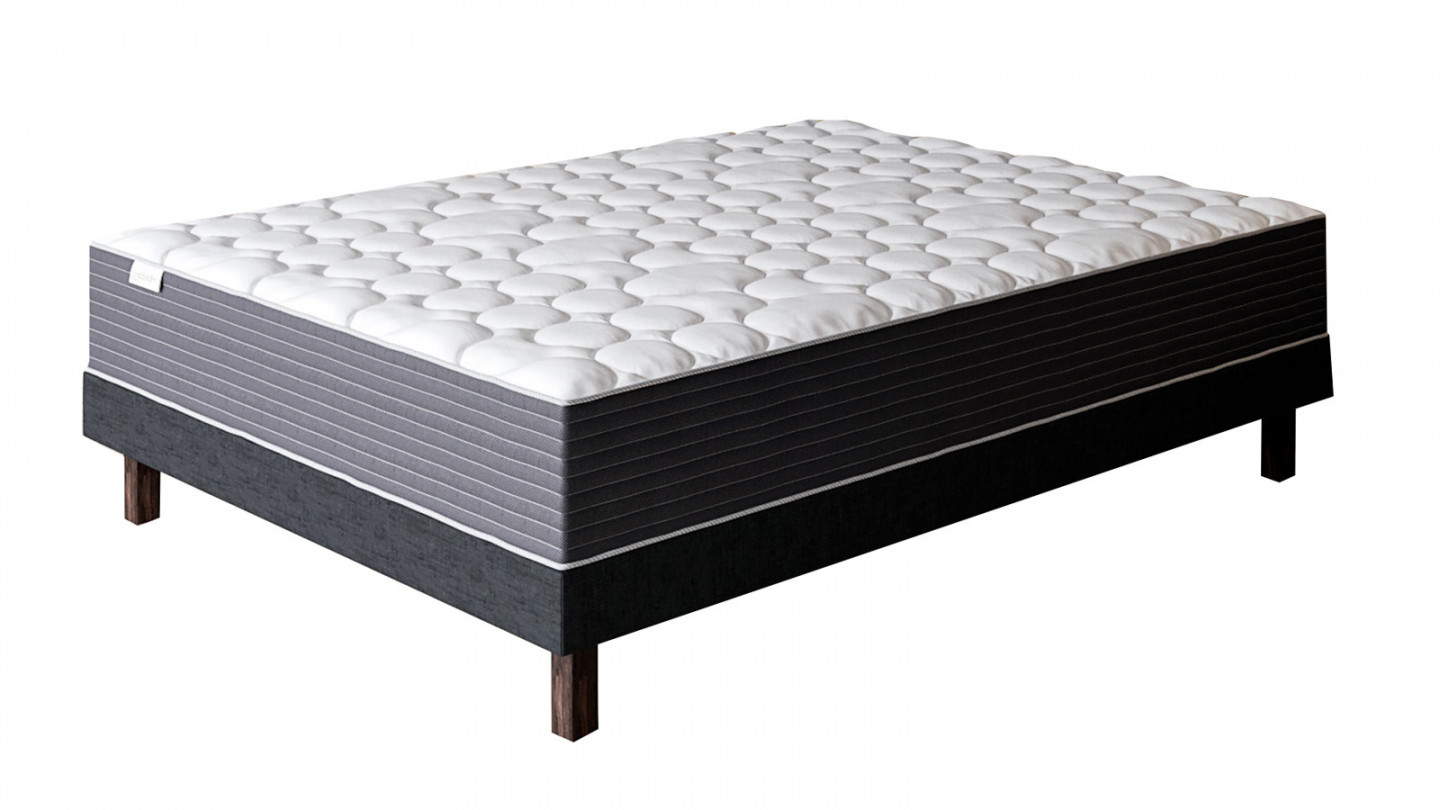 Ensemble matelas mémoire + sommier 160x200 Memo HR Hbedding - Mousse ergo, mousse HR 35kg et mousse effet mémoire de forme