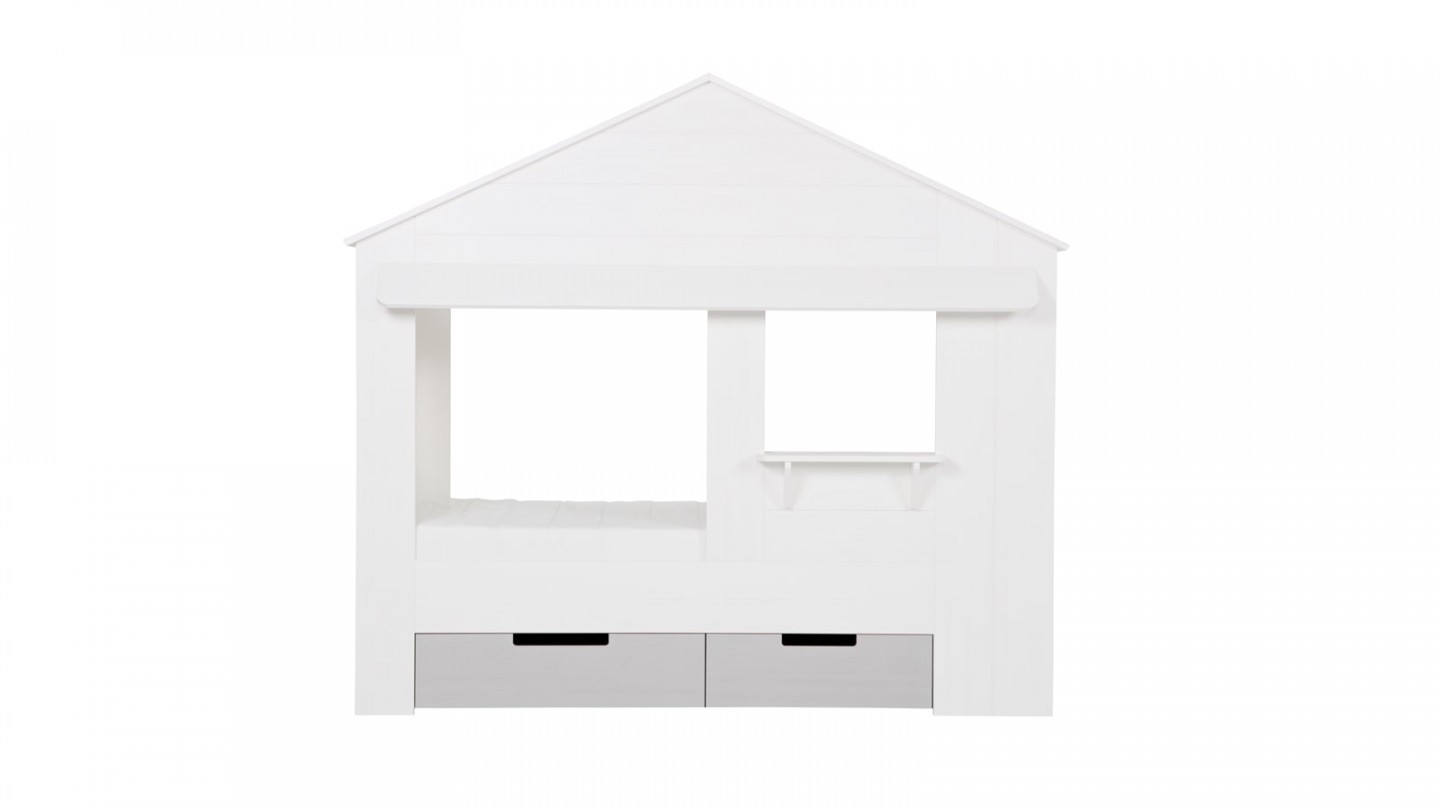 Lot de 2 tiroirs pour lit cabane en pin blanc – Collection Huisie – Woood