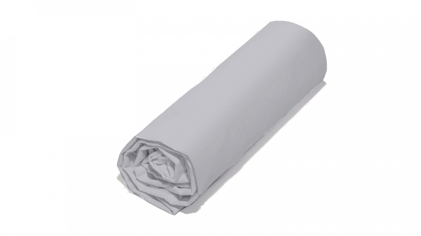 DRAP HOUSSE 140X200CM 100% COTON BIO 57FILS/CM2- GRIS PERLE