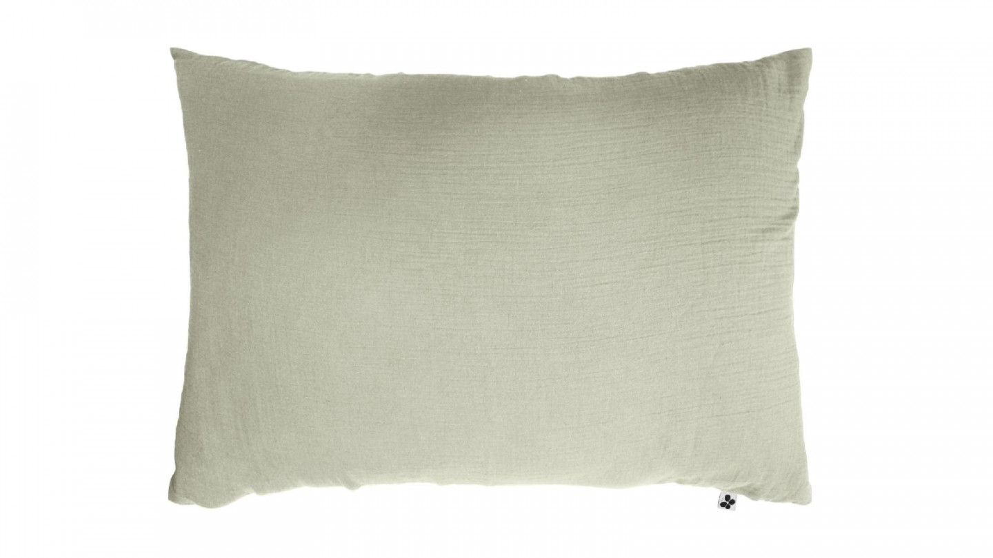 LOT DE 2 TAIES D'OREILLER 50X70CM 100% GAZE DE COTON VERT D'EAU