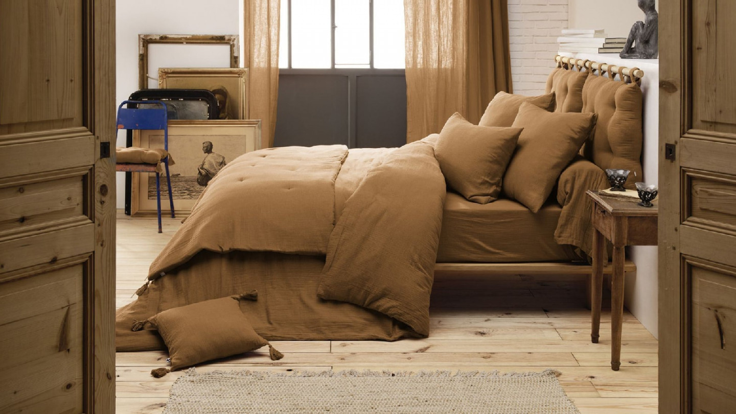 HOUSSE DE COUETTE 260X240CM 100% GAZE DE COTON CAMEL