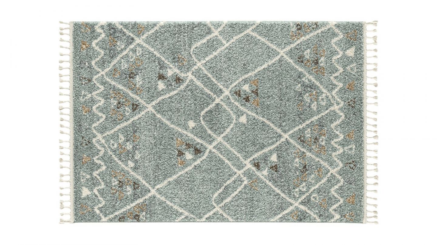 Tapis berbère bleu motif géométrique 80 x 150 cm - Fluffy