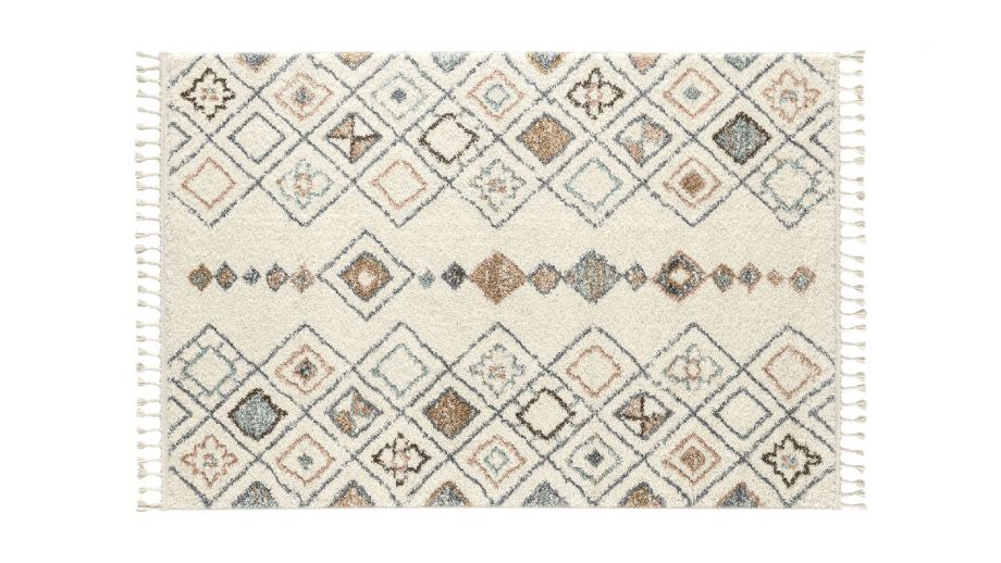 Tapis berbère creme motifs losange 80 x 150 cm - Stella