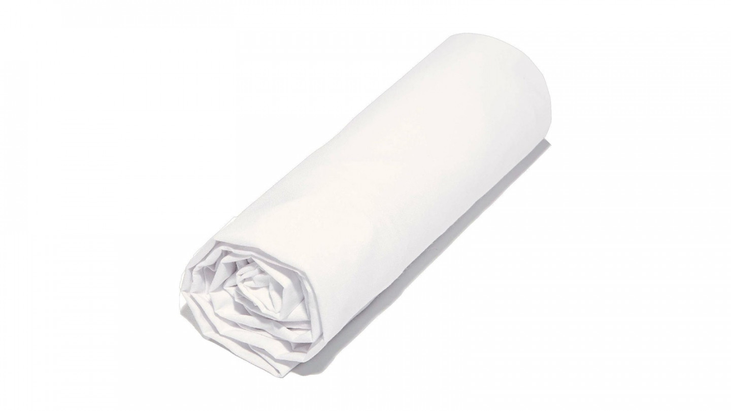 Drap Housse en coton bio - 57 fils/cm² - 90x200cm - Blanc