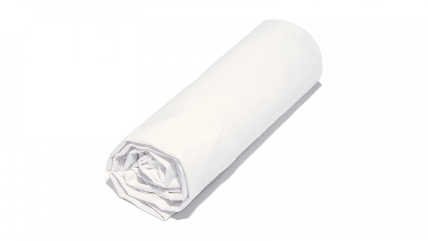 Drap Housse en coton bio - 57 fils/cm² - 90x200cm - Blanc