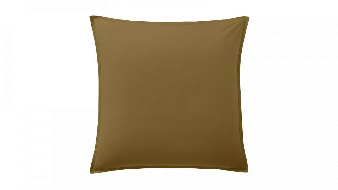 Lot de 2 taies d'oreillers 100% percale de coton 80 fils/cm2 - 65x65cm - Camel