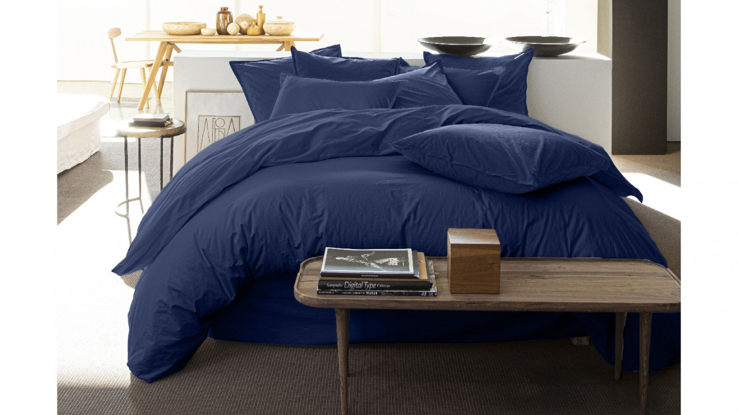 Housse de couette 100% lin - 260x240cm - Bleu cobalt