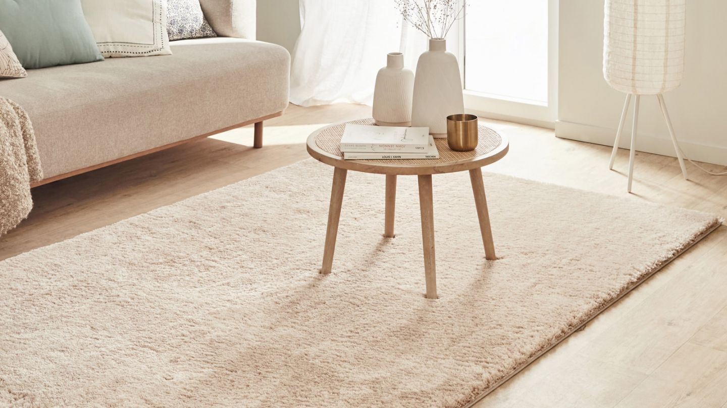 Tapis à poils longs uni beige 120x160 cm - Oslo