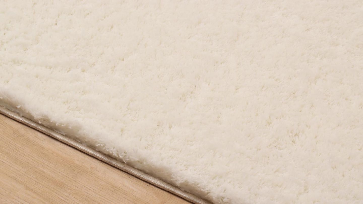 Tapis à poils longs uni blanc 67x90 cm - Oslo