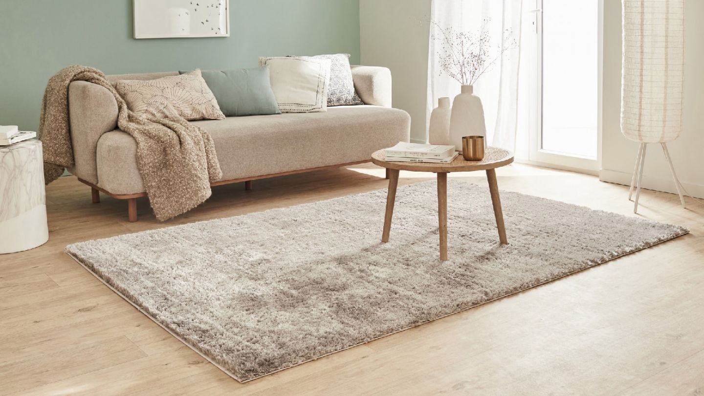 Tapis à poils longs uni taupe 67x90 cm - Oslo