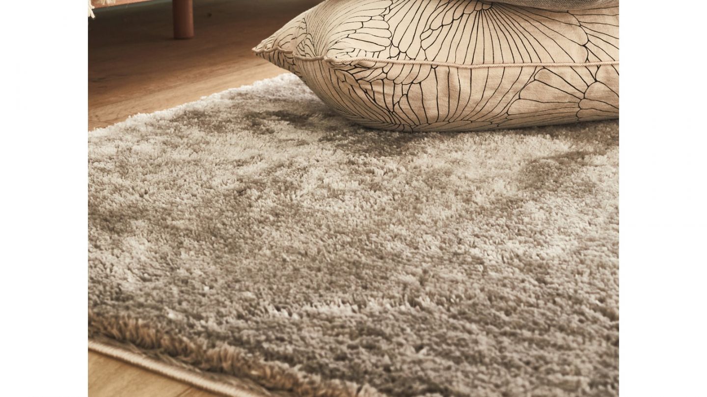 Tapis à poils longs uni taupe 67x90 cm - Oslo