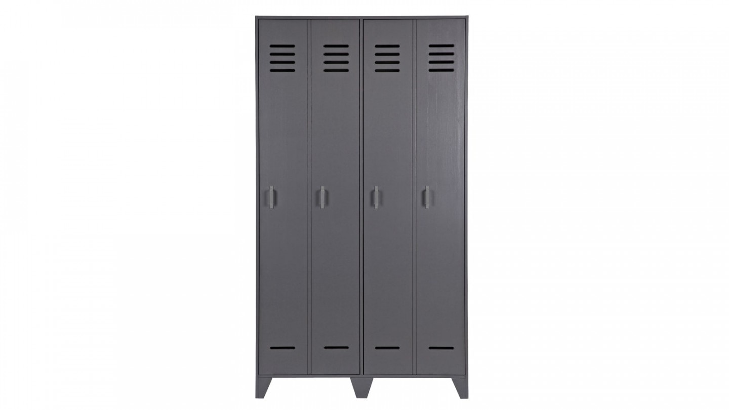 Vestiaire 2 portes droites en pin anthracite – Collection Stijn