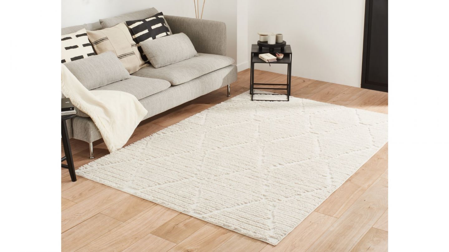 Tapis à motif géométrique crème 80x150 cm - Aria