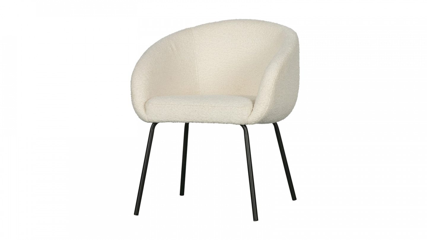 Chaise en tissu bouclé blanc cassé - Noelle - Woood