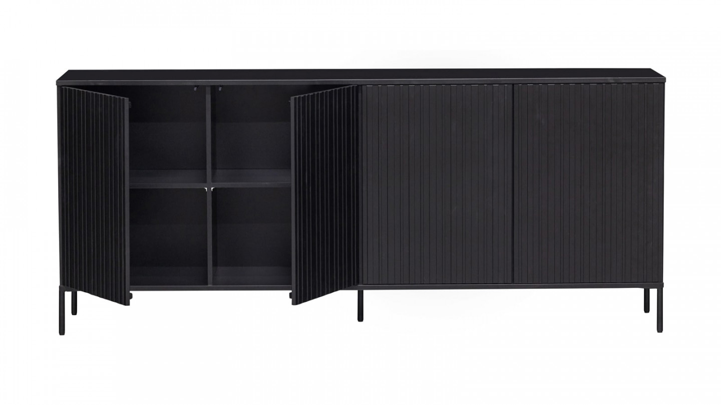 Buffet en pin noir 200 cm - Gravure - Woood