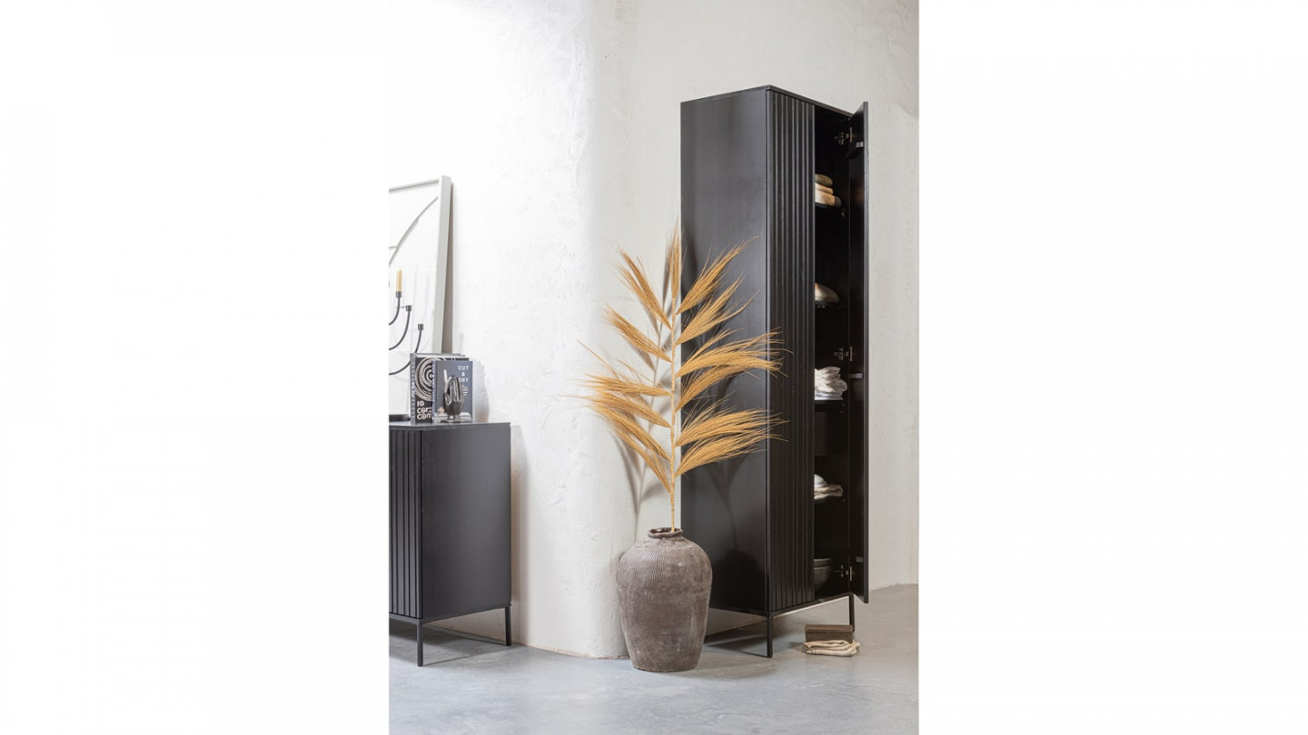 Armoire 2 portes en pin noir - Gravure - Woood