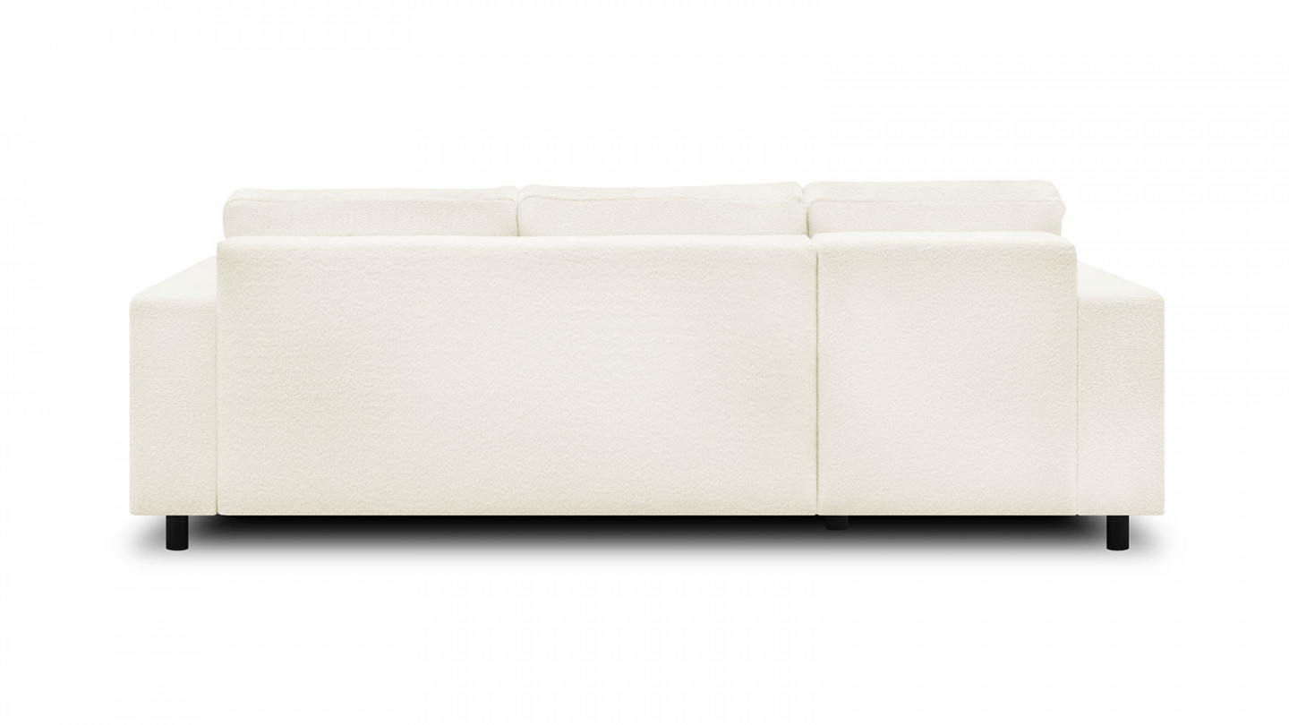 Canapé d'angle à gauche convertible 4 places en tissu bouclette beige - Marceau