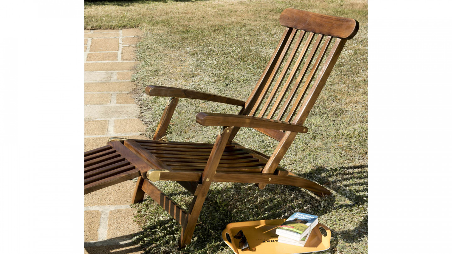 Chaise longue de jardin en teck huilé - Maeva