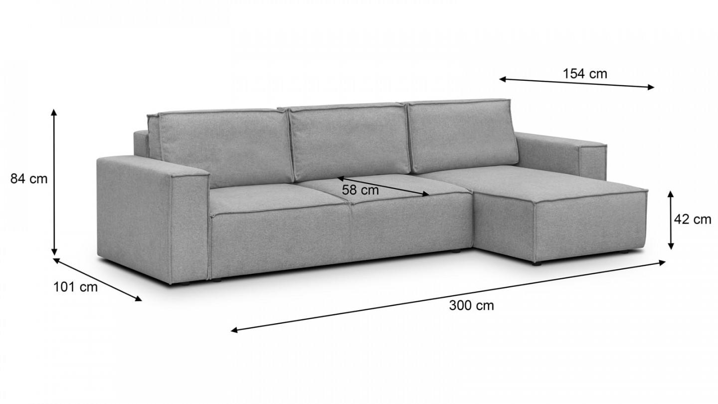 Canapé d'angle convertible réversible 5 places avec coffre de rangement