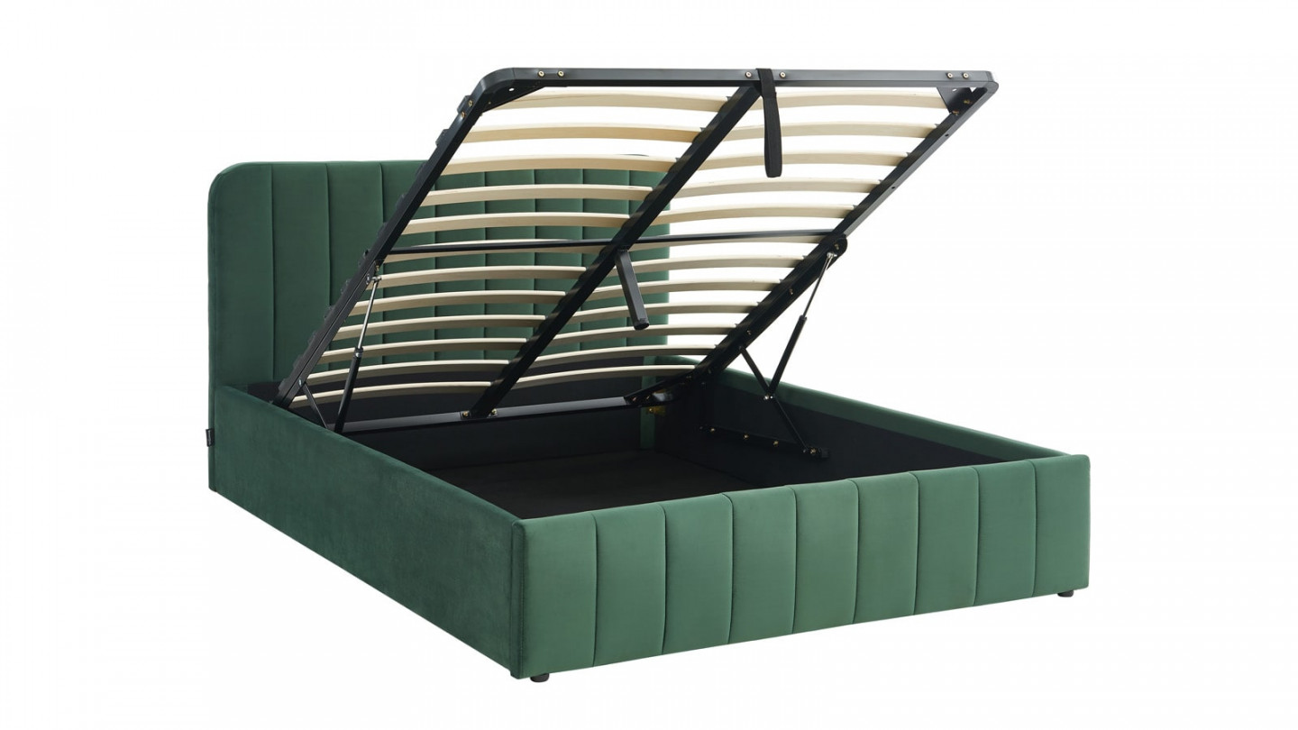 Lit coffre adulte AVA 140x190 - Velours vert