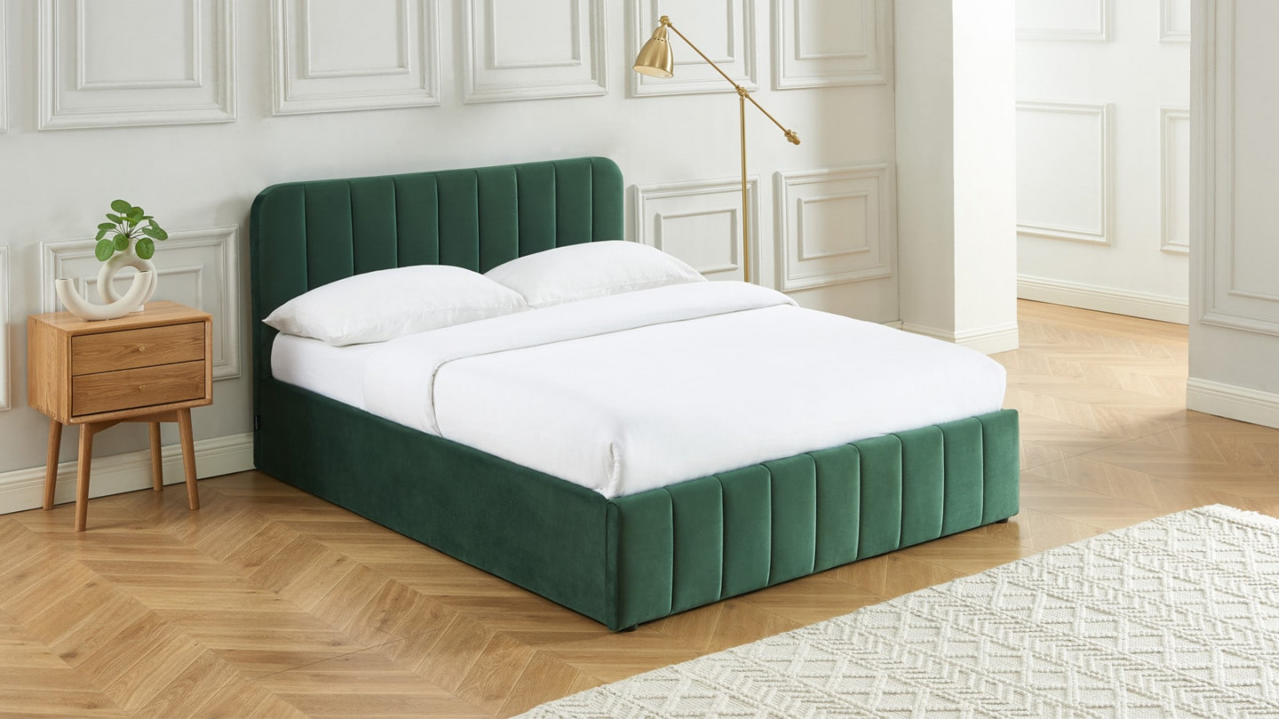 Lit coffre adulte AVA 140x190 - Velours vert