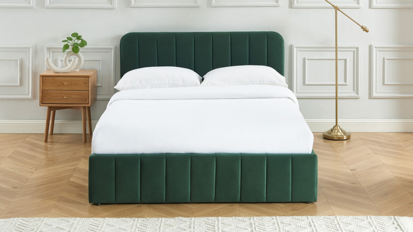 Lit coffre adulte AVA 140x190 - Velours vert