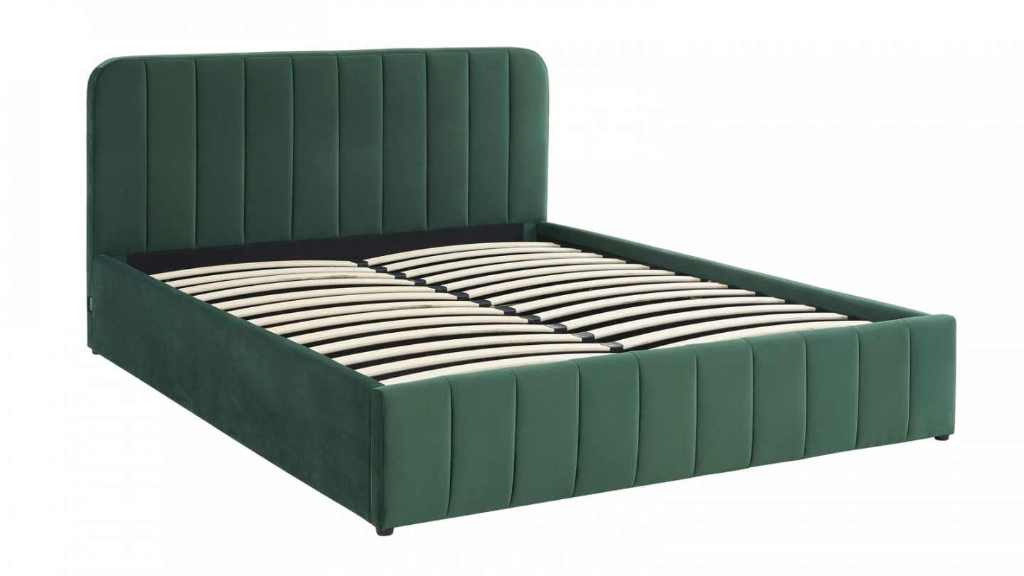 Lit coffre adulte AVA 160x200 - Velours vert